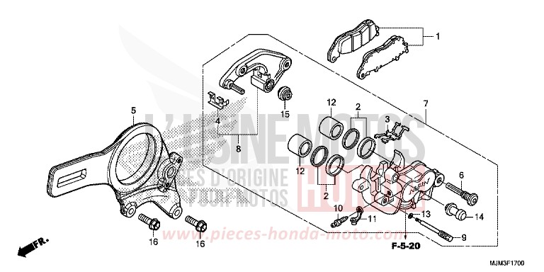 HINTERRAD-BREMSSATTEL von VFR800F VICTORY RED (R334) von 2014