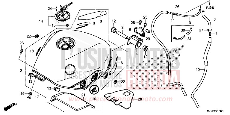 KRAFTSTOFFTANK von VFR800F VICTORY RED (R334) von 2017
