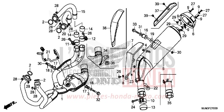 ABGAS-SCHALLDAEMPFER von VFR800F VICTORY RED (R334) von 2017