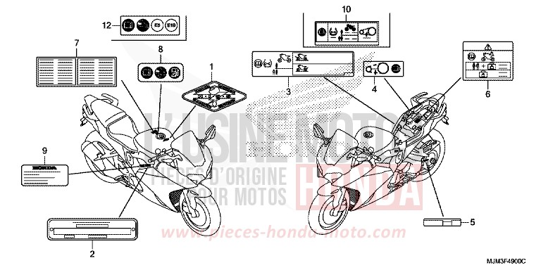 WARNETIKETT von VFR800F VICTORY RED (R334) von 2017