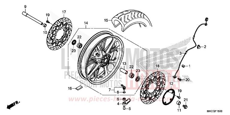 ROUE AVANT von GL1800 MAT BALLISTIC BLACK METALLIC (NHA86K) von 2020
