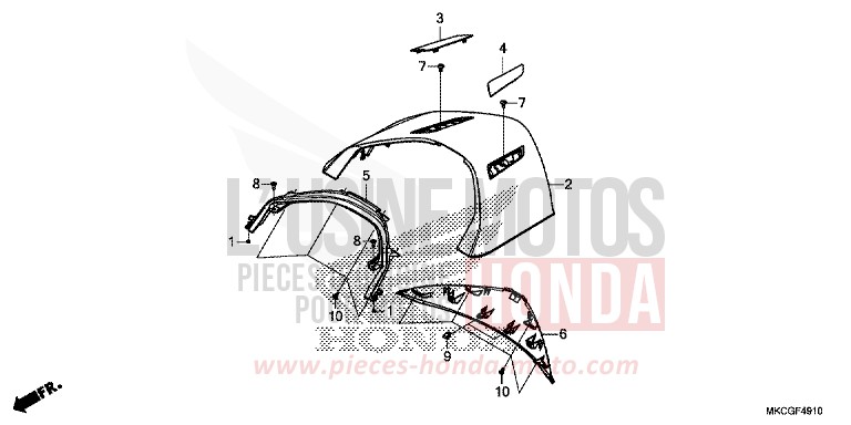COUVERCLE SUP. CENTRE ARRIERE von GL1800 MAT BALLISTIC BLACK METALLIC (NHA86K) von 2020