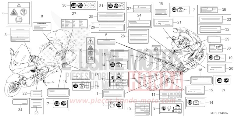 ETIQUETTE DE PRECAUTIONS von GL1800 PEAL DEEP MUD GRAY (NHC47B) von 2021
