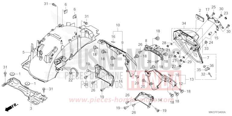 GARDE-BOUE ARRIERE von GL1800 MAT JEANS BLUE MATALLIC (PB417) von 2022