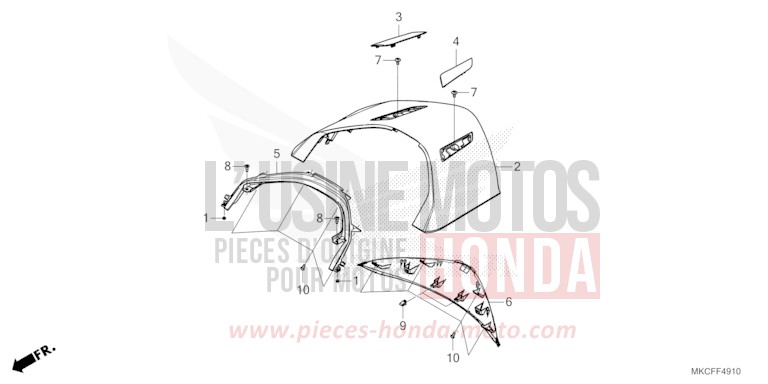 COUVERCLE SUP. CENTRE ARRIERE von GL1800 MAT JEANS BLUE MATALLIC (PB417) von 2022