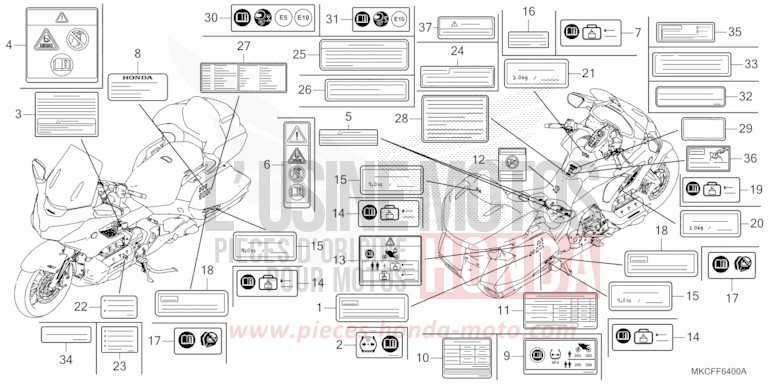 ETIQUETTE DE PRECAUTIONS von GL1800 MAT JEANS BLUE MATALLIC (PB417) von 2022