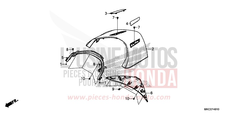 COUVERCLE SUP. CENTRE ARRIERE von GL1800 DARKNESS BLACK METALLIC (NH463) von 2019