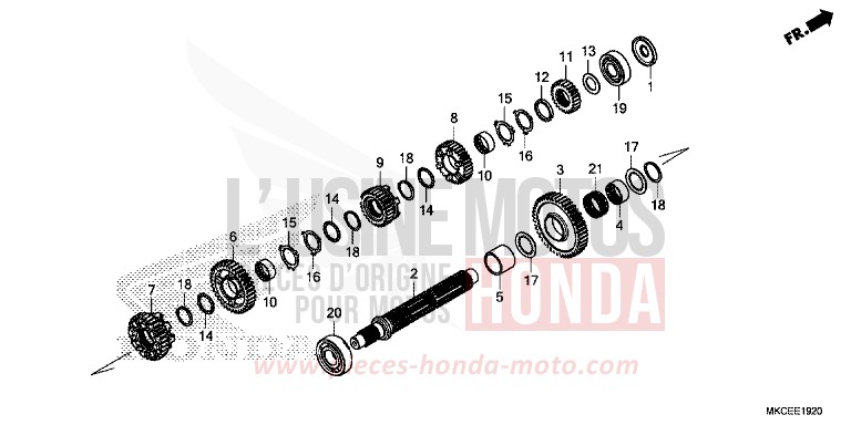 BOITE DE VITESSES (ARBRE INTERMEDIAIRE) von GL1800 MAT MAJESTIC SILVER METALLIC (NHB70) von 2019