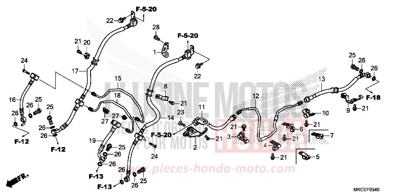 FLEXIBLE DE FREIN/TUYAU DE FREIN von GL1800 MAT MAJESTIC SILVER METALLIC (NHB70) von 2019