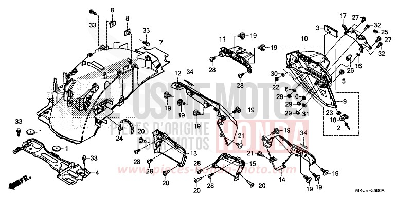 GARDE-BOUE ARRIERE von GL1800 MAT MAJESTIC SILVER METALLIC (NHB70) von 2019
