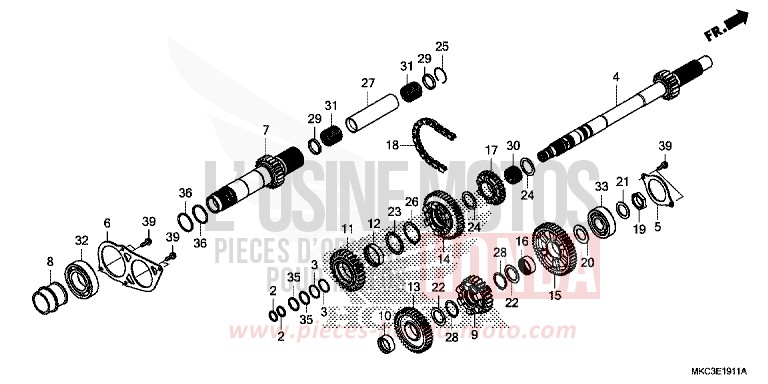 BOITE DE VITESSES (ARBRE SECONDAIRE) (DCT) von GL1800 CANDY ARDENT RED (R367B) von 2018