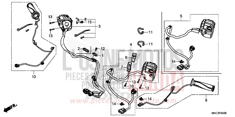 CONTACTEUR DE POIGNEE von GL1800 CANDY ARDENT RED (R367B) von 2018