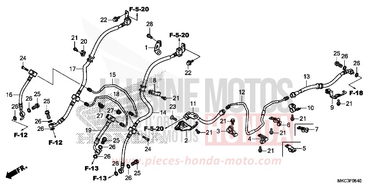 FLEXIBLE DE FREIN/TUYAU DE FREIN von GL1800 CANDY ARDENT RED (R367B) von 2018
