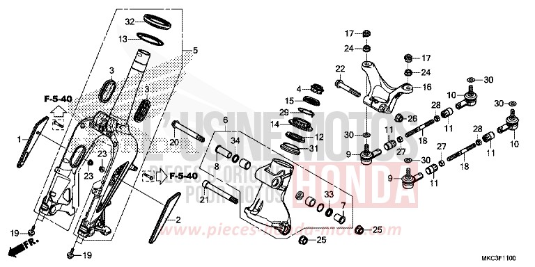 FOURCHETTE AVANT von GL1800 CANDY ARDENT RED (R367B) von 2018