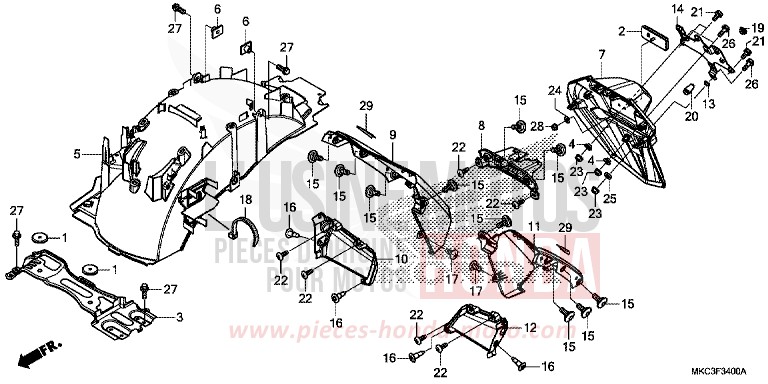 GARDE-BOUE ARRIERE von GL1800 CANDY ARDENT RED (R367B) von 2018