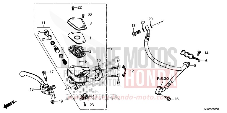 MAITRE-CYLINDRE DE FREIN AVANT CYLINDRE von GL1800 DARKNESS BLACK METALLIC (NH463) von 2018