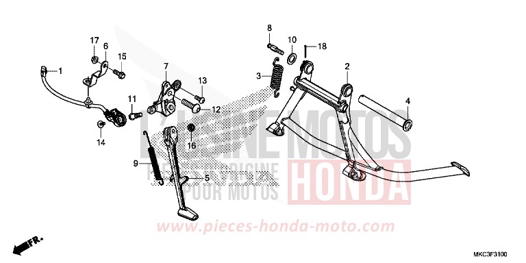 BEQUILLE von GL1800 DARKNESS BLACK METALLIC (NH463) von 2018