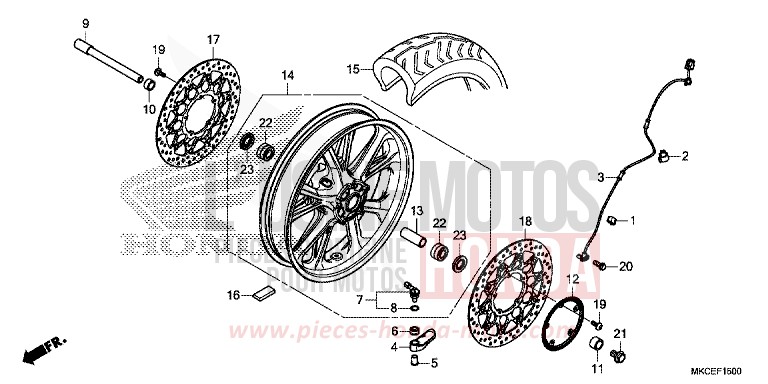 ROUE AVANT von GL1800 CANDY ARDENT RED (R367B) von 2019