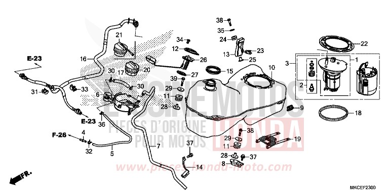 RESERVOIR A CARBURANT von GL1800 CANDY ARDENT RED (R367B) von 2019