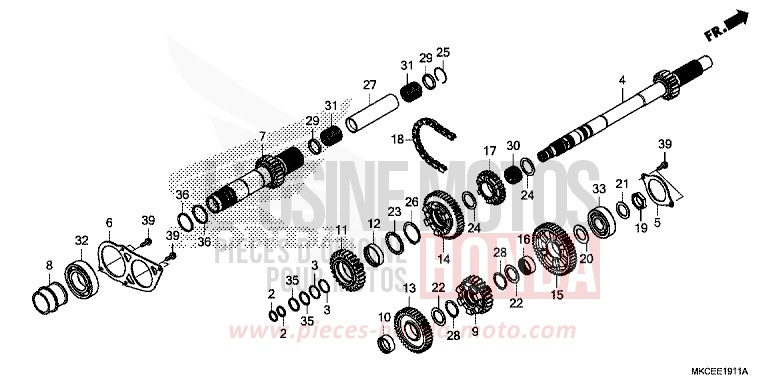 BOITE DE VITESSES (ARBRE SECONDAIRE) (DCT) von GL1800 DARKNESS BLACK METALLIC (NH463) von 2019