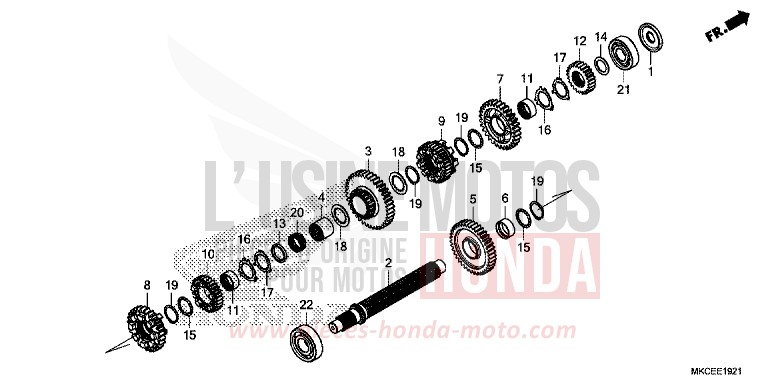 BOITE DE VITESSES (ARBRE INTERMEDIAIRE) (DCT) von GL1800 DARKNESS BLACK METALLIC (NH463) von 2019