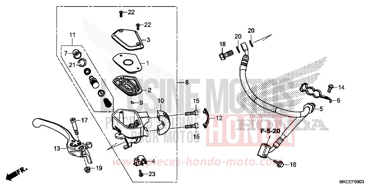 MAITRE-CYLINDRE DE FREIN AVANT CYLINDRE von GL1800 DARKNESS BLACK METALLIC (NH463) von 2019