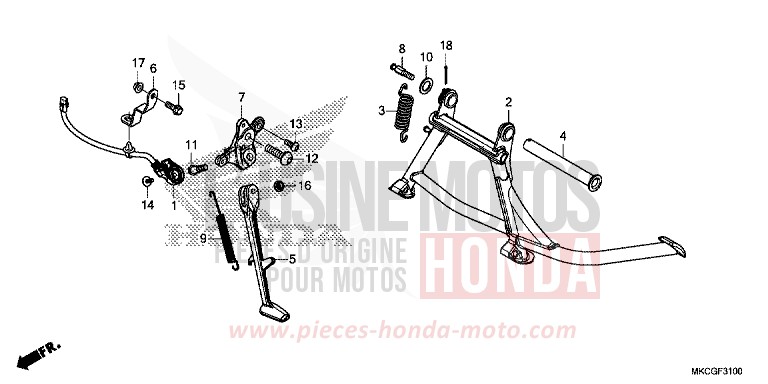 BEQUILLE von GL1800 PEARL GLARE WHITE (NHB53E) von 2020