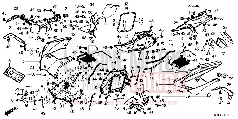COUVERCLE DE MOTEUR von GL1800 CANDY ARDENT RED (R367B) von 2020