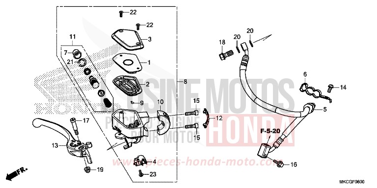 MAITRE-CYLINDRE DE FREIN AVANT CYLINDRE von GL1800 DARKNESS BLACK METALLIC (NH463D) von 2020