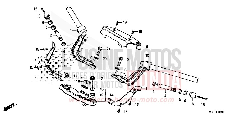 TUYAU DE GUIDON/PONT SUPERIEUR von GL1800 DARKNESS BLACK METALLIC (NH463D) von 2020