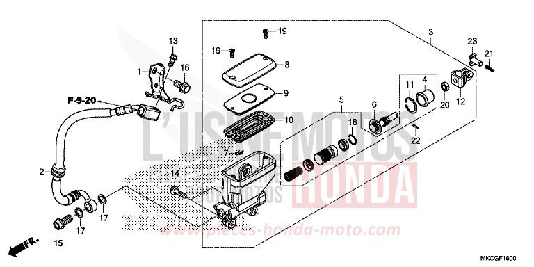REAR BRAKE MASTER CYLINDER von GL1800 DARKNESS BLACK METALLIC (NH463D) von 2020