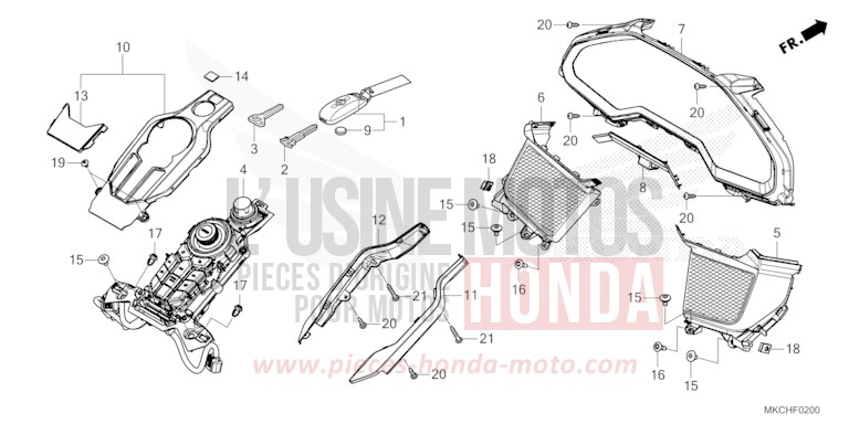 TABLEAU DES COMPTEURS/TABLEAU DES COMMUTATEURS/PORTE-CLE von GL1800 CANDY ARDENT RED (R367B) von 2021