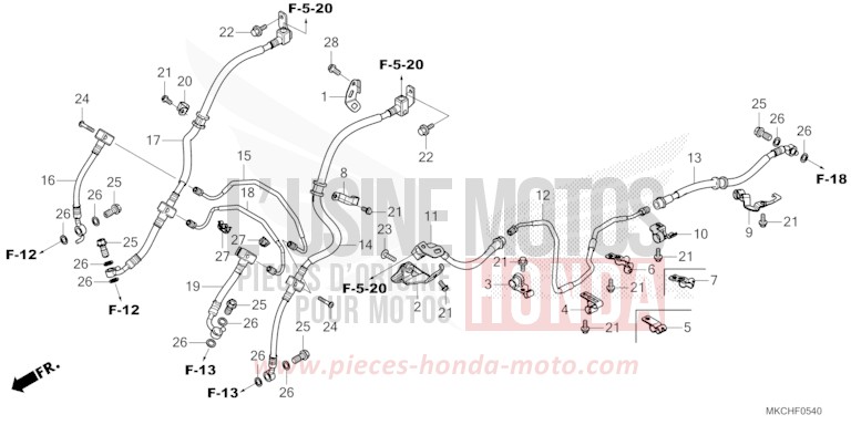 FLEXIBLE DE FREIN/TUYAU DE FREIN von GL1800 CANDY ARDENT RED (R367B) von 2021