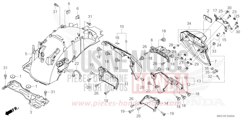 GARDE-BOUE ARRIERE von GL1800 CANDY ARDENT RED (R367B) von 2021