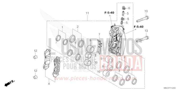 ETRIER DE FREIN AVANT DROIT von GL1800 GUNMETAL BLACK METLLIC (NHC52B) von 2022