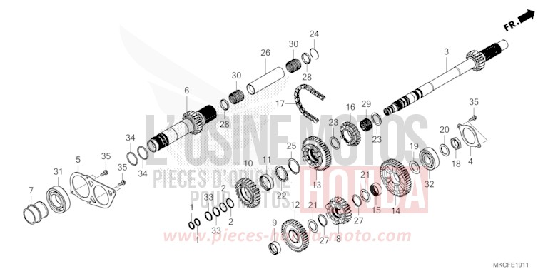 BOITE DE VITESSES (ARBRE SECONDAIRE) (DCT) von GL1800 GLINT WAVE BLUE METALLIC (B197H) von 2022