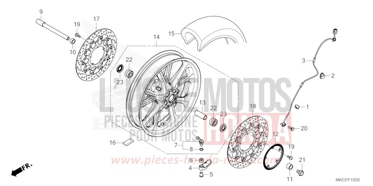 ROUE AVANT von GL1800 GLINT WAVE BLUE METALLIC (B197H) von 2022