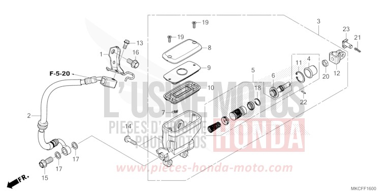 REAR BRAKE MASTER CYLINDER von GL1800 GLINT WAVE BLUE METALLIC (B197H) von 2022