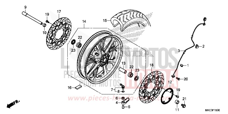 ROUE AVANT von GL1800 CANDY ARDENT RED (R367) von 2018