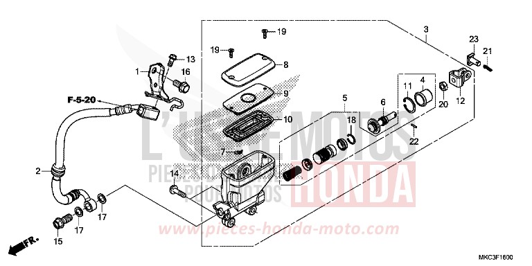 REAR BRAKE MASTER CYLINDER von GL1800 CANDY ARDENT RED (R367) von 2018