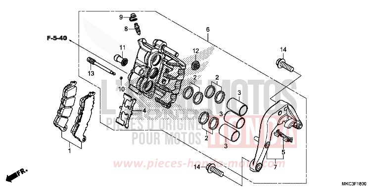 ETRIER DE FREIN ARRIERE von GL1800 CANDY ARDENT RED (R367) von 2018