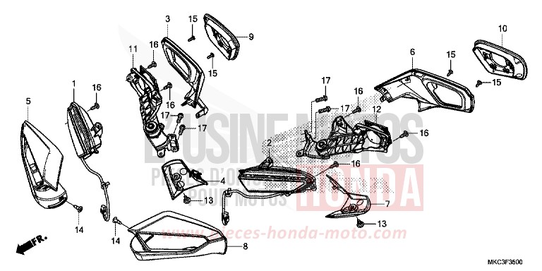 CLIGNOTANT/MIROIR von GL1800 CANDY ARDENT RED (R367) von 2018