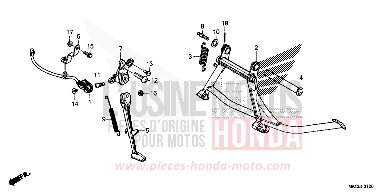 BEQUILLE von GL1800 DARKNESS BLACK METALLIC (NH463) von 2019