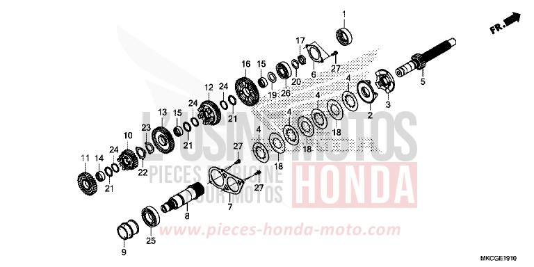 BOITE DE VITESSES (ARBRE SECONDAIRE) von GL1800 CANDY ARDENT RED (R367) von 2020