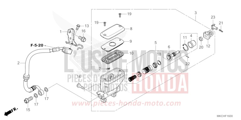 REAR BRAKE MASTER CYLINDER von GL1800 GUNMETAL BLACK METLLIC (NHC52B) von 2021