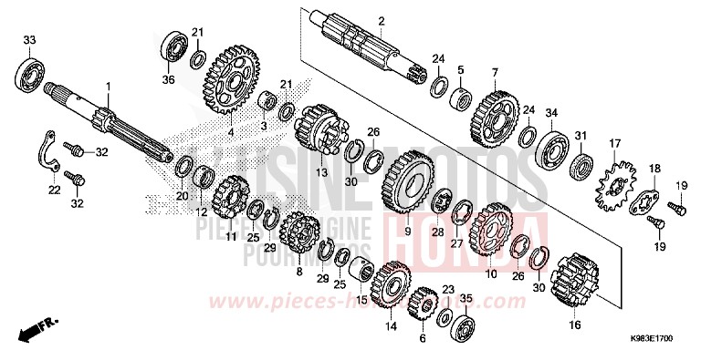 GETRIEBE von CB125R MAT AXIS GRAY METALLIC (NH303) von 2018