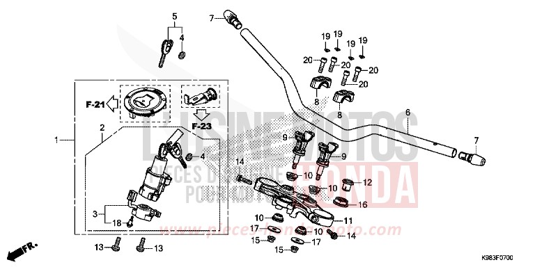 ROHRGRIFF/OBERE BRUECKE von CB125R MAT AXIS GRAY METALLIC (NH303) von 2018