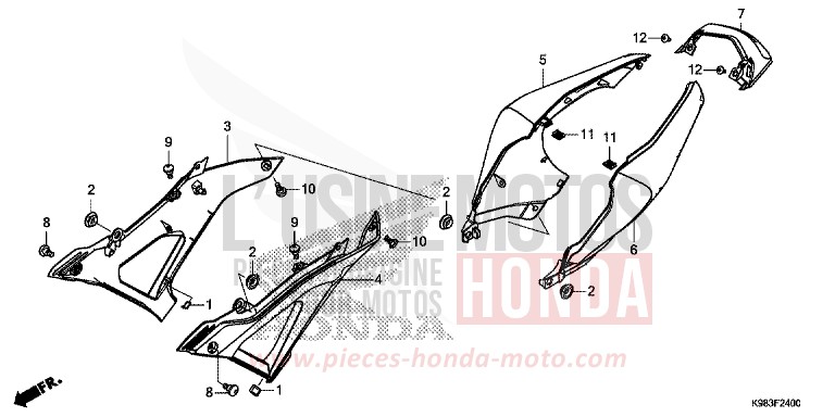 SEITENABDECKUNG von CB125R MAT AXIS GRAY METALLIC (NH303) von 2018