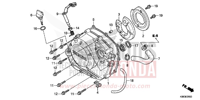 KURBELGEHAEUSEABDECKUNG von CB125R PEARL METALLOID WHITE (NHA96) von 2018