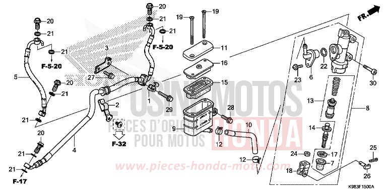 REAR BRAKE MASTER CYLINDER von CB125R PEARL METALLOID WHITE (NHA96) von 2018